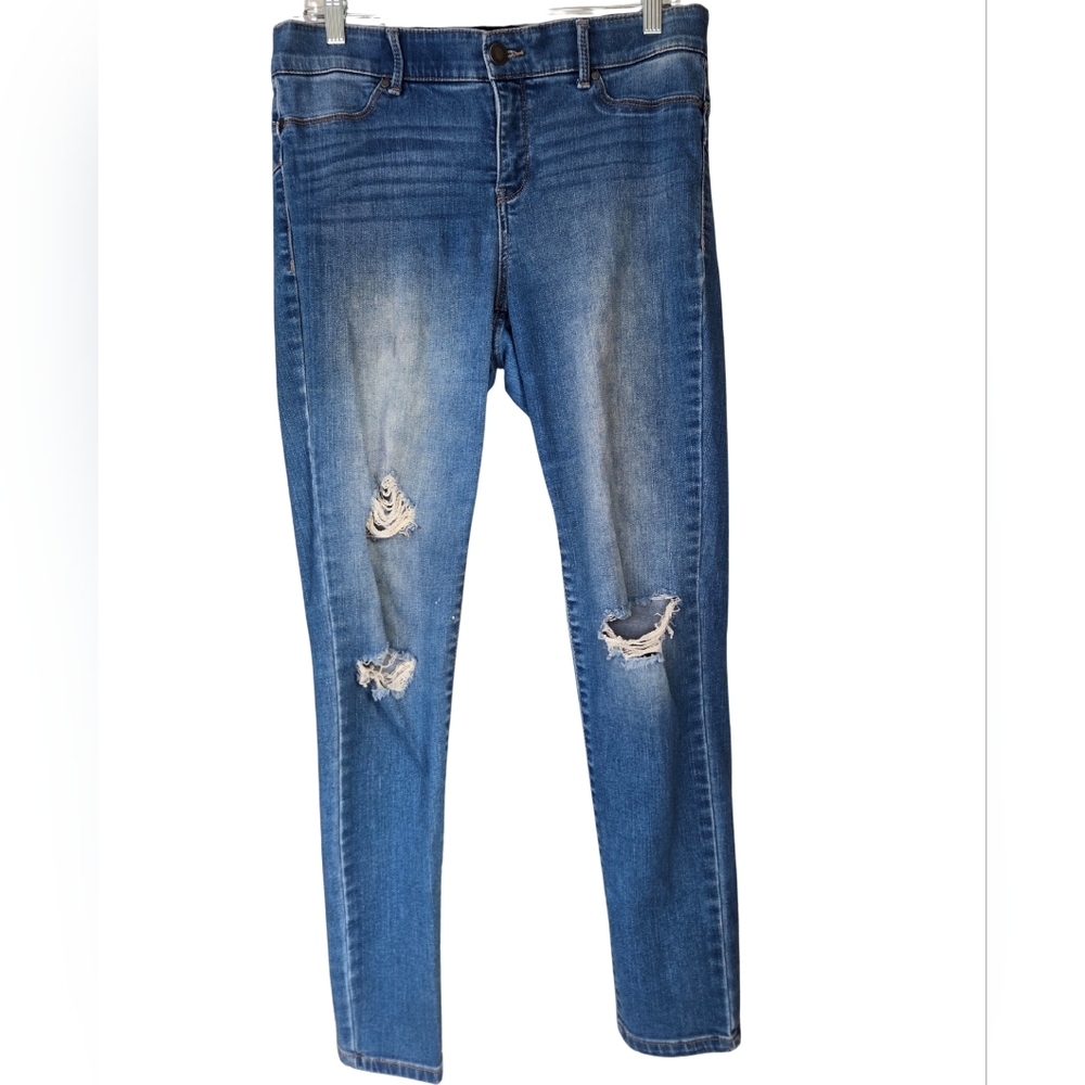 Juicy Couture Women's Skinny Jeans Size 10 Blue Denim Distressed Mid Rise